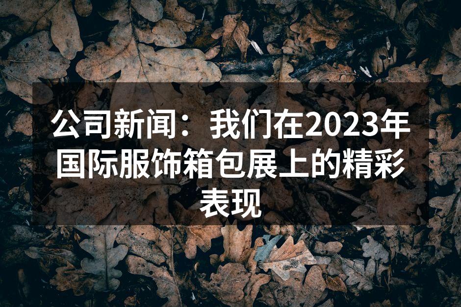 公司新闻：我们在2023年国际服饰箱包展